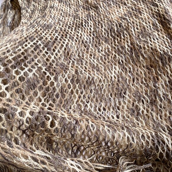 Missoni Style Scarf Beige Taupe Brown Design Loose Knit Women Designer Shawl - Picture 8 of 9